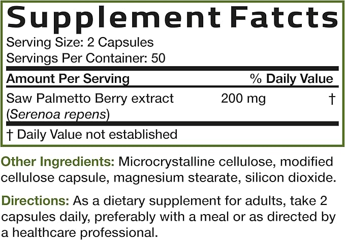 Bronson Saw Palmetto Extra Strength Supports Healthy Prostate Function & Urinary Health Support - Non GMO, 100 Vegetarian Capsules