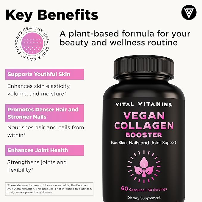 Vital Vitamins Vegan Collagen Booster 60 ct + Creatine Capsules 120 ct