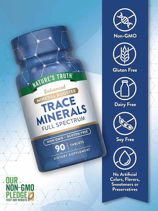 Nature's Truth Trace Minerals Supplement with Iodine | 90 Tablets | Enhanced Mineral Booster | Non-GMO & Gluten Free Supplement