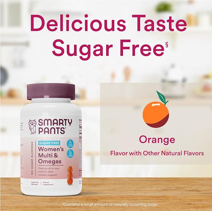 SmartyPants Women's Multivitamin Gummies, Sugar Free: Biotin, Methylfolate, Omega 3 (ALA), Vitamin D3, C, Vitamin B12, B6, A, K & Zinc, Inositol, Gluten Free, 60 Count (20 Day Supply)
