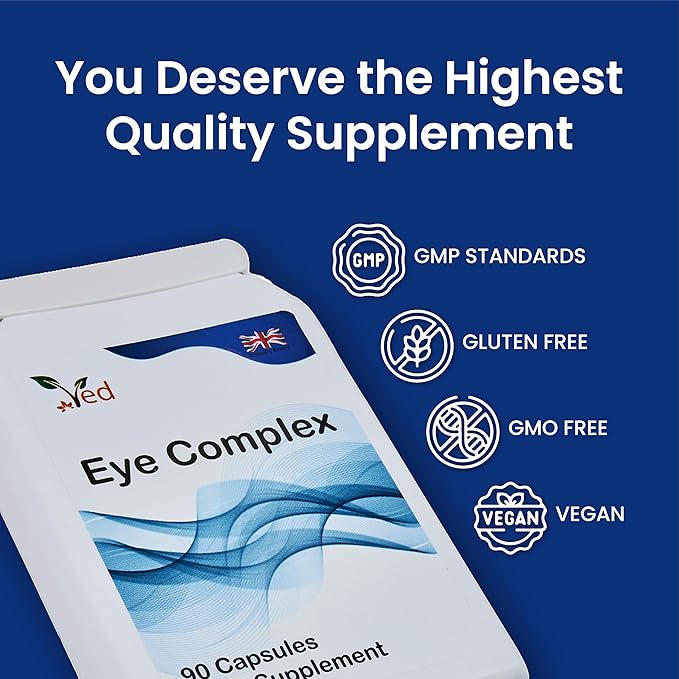 Ved Eye Complex, Lutein, Meso-Zeaxanthin, Zeaxanthin, NZ Blackcurrant, Bilberry, Goji Berry, 90 Vegan Capsule (3 Months Supply)