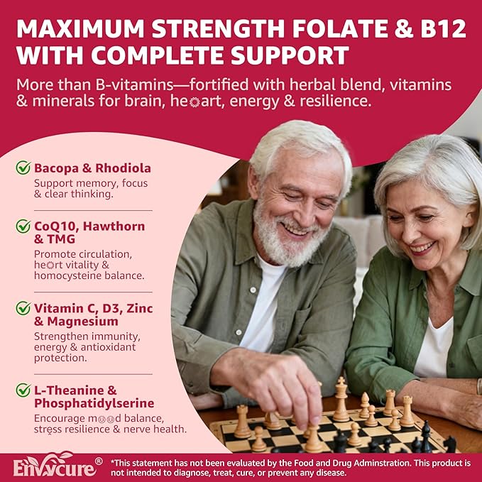 L-Methylfolate 15mg & 2,000 mcg Methyl B12 Gummies, Extra Strength Methylation Support for Women and Men, Active 5-MTHF with CoQ10, Magnesium, TMG, L-Theanine, B1 B2 B6 B9 for Cognitive, Energy,60Cts