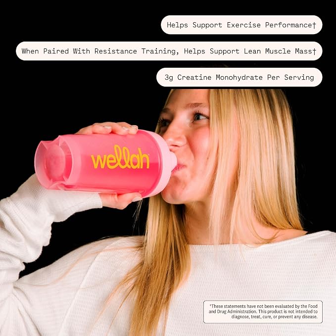 Wellah Creatine for Women - Creatine Monohydrate with Dandelion & Cranberry Extract (50 Servings, Blueberry Pomegranate)