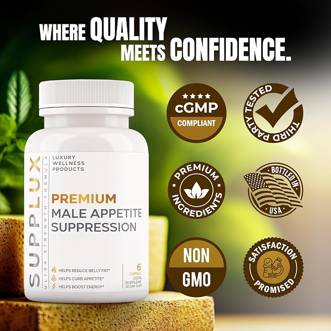PREMIUM Male Appetite Suppressant - Weight Loss Pills, Fat Burner for Men, GLP-1 Pathway Support - Can Help Sustain Muscle While Burning Fat - Powerful Fat Burning Assistance- 60 Capusles