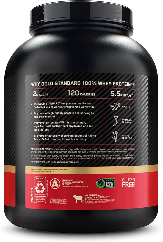 Optimum Nutrition Gold Standard 100% Whey Protein Powder, French Vanilla Crème, 5 Pound (Packaging May Vary)