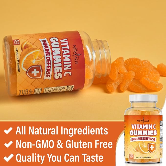 NEW AGE Vitamin C Gummies Orange Vitamin C Gummy - Supports Healthy Immune System - Vegetarian Without Gluten (120 Gummies)
