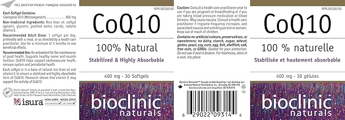 Bioclinic Naturals - Coq10 400 mg - 30 Softgels