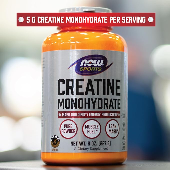 NOW Foods Sports Nutrition, Creatine Monohydrate Powder, Mass Building*/Energy Production*, 21.2-Ounce