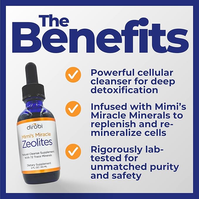 Mimi's Miracle Zeolites: Heavy Metal Detox Zeolite Supplement Drops with 70 Trace Minerals for Adults & Kids - Supports Cell Restoration, Immune & Digestive Tract Health (4 oz Bottle, 60 Day Supply)