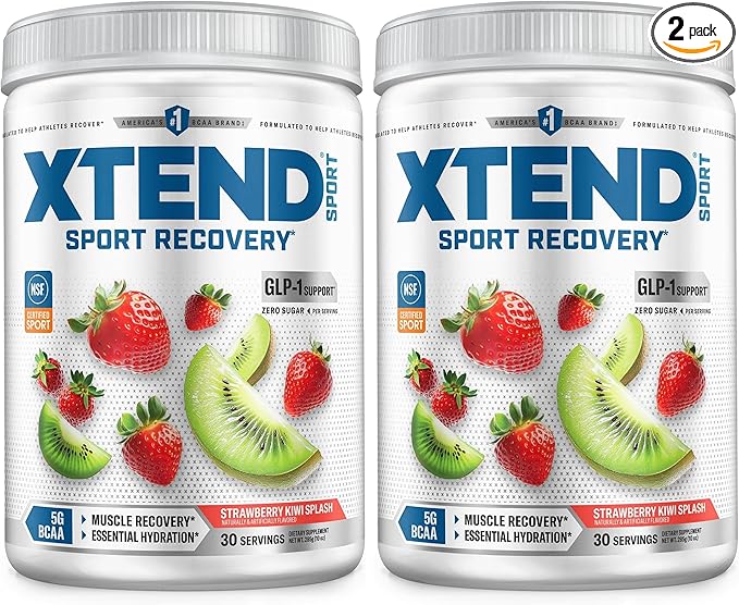 Scivation XTEND Sport BCAA Powder Strawberry Kiwi Splash - Electrolyte Powder for Recovery & Hydration with Amino Acids - 30 Servings,(Pack of 2)