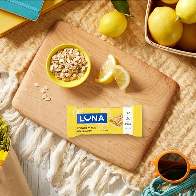 LUNA Bar - LemonZest Flavor - Gluten Free Snack Bars - Non-GMO - Protein Bars - Made with Organic Oats - Value Pack (12 Pack)