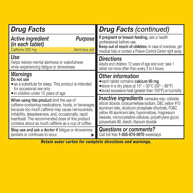 Vivarin, Caffeine Pills, 200mg Caffeine per Dose, Safely and Effectively Helps You Stay Awake, No Sugar, Calories or Hidden Ingredients, Energy Supplement, 40 Tablets (Pack of 2)