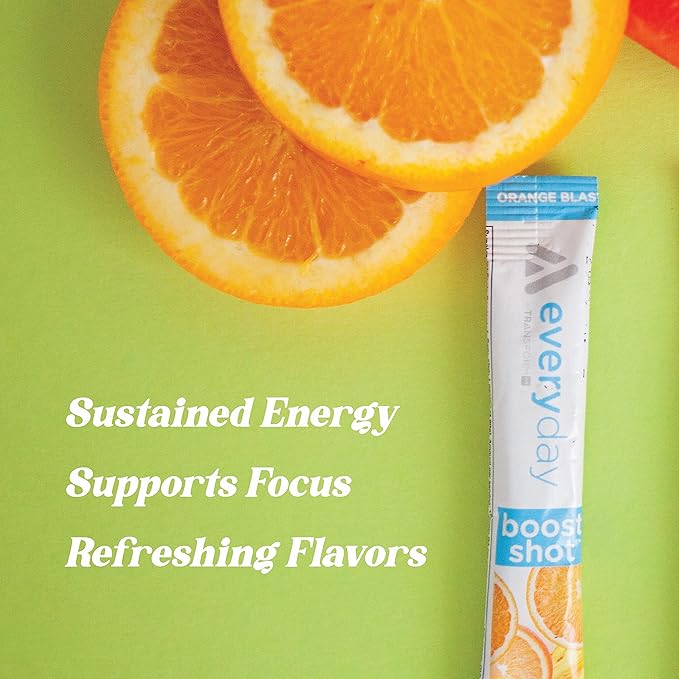 TransformHQ Boost Shot Powder Drink Stick Packets, Pina Colada, 7 Pack, Energy Supplements for Women & Men, with Caffeine, Vitamin B12, B9, B6 & B3