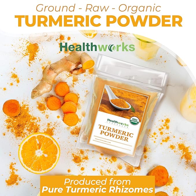 Healthworks Superfoods Organic Turmeric Powder - 8 Oz - Ground Raw Organic, Curcumin, Keto, Paleo, Vegan and Non-GMO