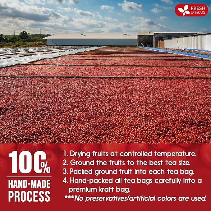 FreshDrinkUS, Premium Hawthorn Berry Tea - 40 Tea Bags - 100% Natural Herbal Infusion, Caffeine-Free, Rich Aroma & Smooth Taste. Vegan
