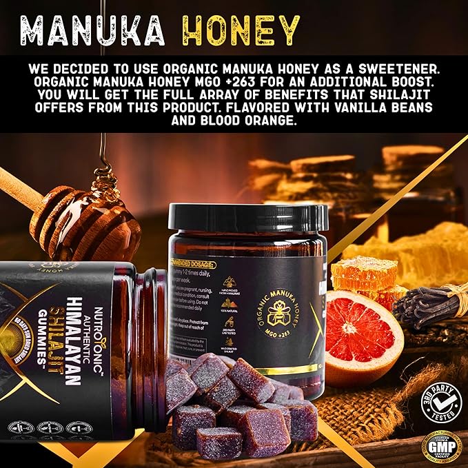 Organic SHILAJIT Gummies by NutroTonic | Shilajit for Men & Women | Cane Sugar Free Sweetened by Organic Manuka Honey | Clean Formula | Natural Fulvic & Humic Acid | 30 Healthy Gummies (3)