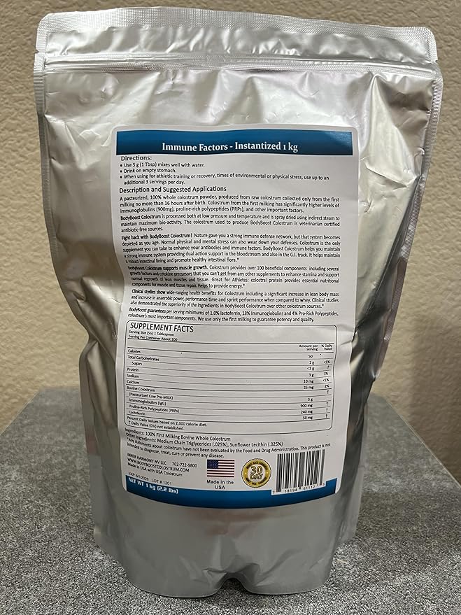 BodyBoost Colostrum Instantized, 99.5% Bovine Colostrum Powder, Immune Booster Supplement with Immunoglobulin & Lactoferrin, Super Food for Gut Health, Diverse Intake,1kg
