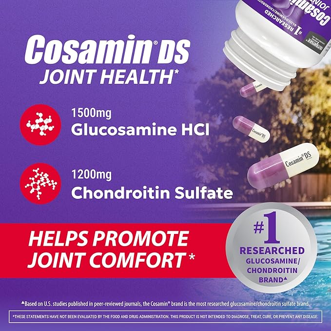 Nutramax Laboratories Cosamin® DS Joint Health Supplement with Glucosamine & Chondroitin for Adult Men & Women, Joint Supplement, 180 Capsules