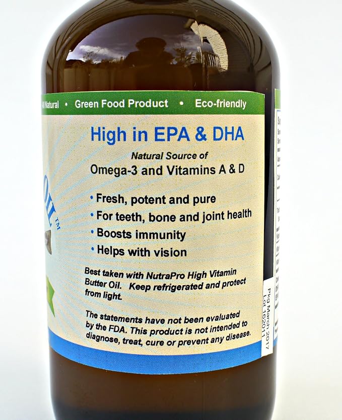 Virgin Cod Liver Oil - 8 Fl oz Natural, Sustainably sourced, Wild Caught & Fresh Tasting. High in Vitamin D, Omega 3 DHA/EPA (Lemon and Peppermint Flavored)