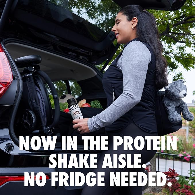 Oikos Protein Shake, Salted Caramel, 30g High Protein Drinks, Shelf Stable, Ready to Drink, 5g Prebiotic Fiber, 12 fl oz Bottle,(Pack of 24)