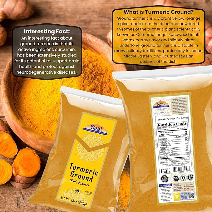 Rani Turmeric (Haldi) Root Powder Spice, (High Curcumin Content) 28oz (800g) ~ All Natural | 100% Pure, Salt Free | Vegan | Gluten Friendly | NON-GMO | Kosher | Indian Origin