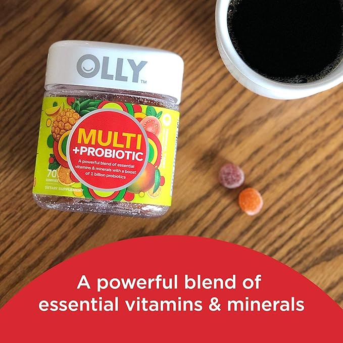 OLLY Multi + Probiotic Adult Multivitamin Gummy, Digestive and Immune System Support,* Chewable Supplement, Tropical Flavored, 35 Day Supply - 70 Count