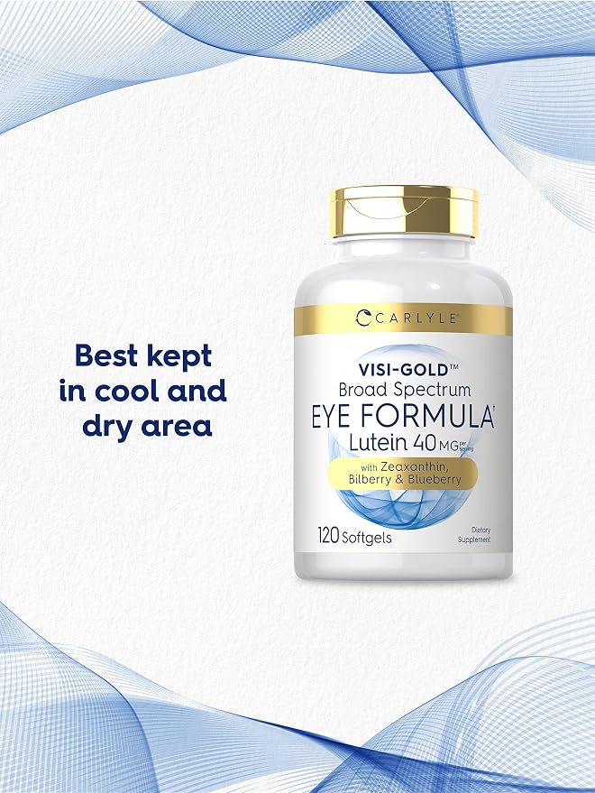 Carlyle Eye Health Supplement | 120 Softgels | with Lutein 40mg, Zeaxanthin, Bilberry and Blueberry | Broad Spectrum Eye Support Vitamins | Non-GMO, Gluten Free Formula