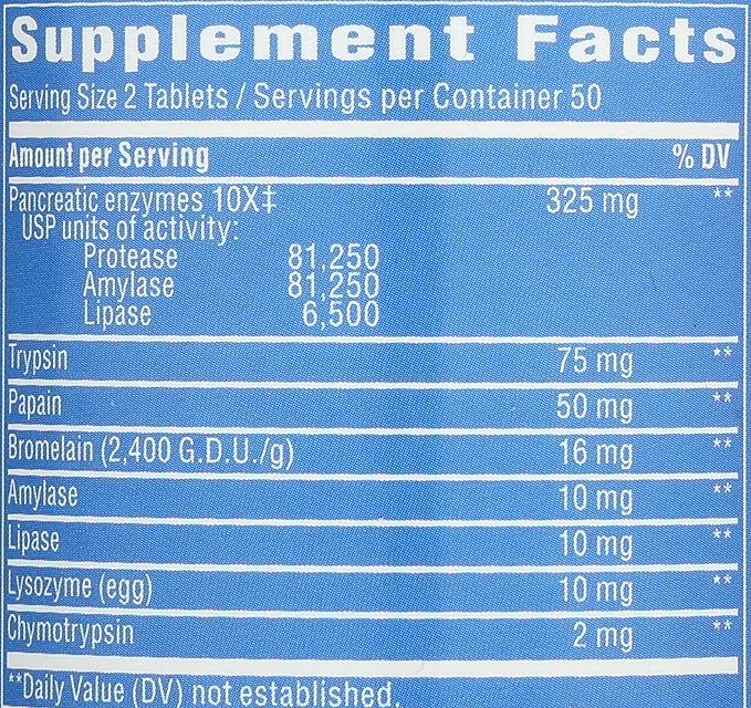 Nature's Way Mega-Zyme, Pancreatic & Systemic Enzymes*, Relieves Occasional Muscle Soreness Due to Overexertion and Exercise,* Digestive Support*, 100 Tablets (Packaging May Vary)