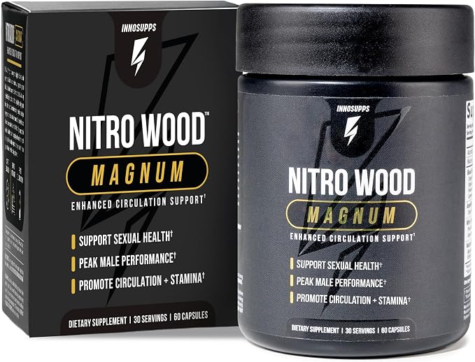 InnoSupps Nitro Wood Magnum – Nitric Oxide Booster for Men – Supports Blood Flow, Circulation & Male Performance – Stamina, Endurance & Size Support – 60 Veg Capsules