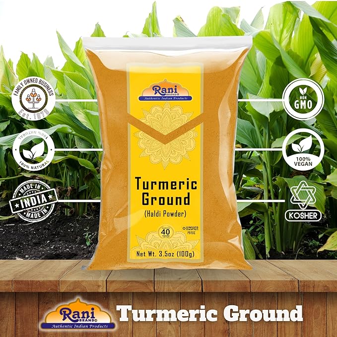Rani Turmeric (Haldi) Root Powder Spice, (High Curcumin Content) 3.5oz (100g) ~ All Natural | 100% Pure, Salt Free | Vegan | Gluten Friendly | NON-GMO | Kosher | Indian Origin