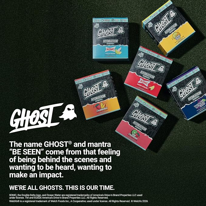 GHOST Hydration Sticks, Electrolyte Powder Packets, Sonic Cherry Limeade - 24 Sugar Free Instant Electrolyte Drink Mix - Caffeine-Free Daily Hydration & Immune Support with Clean Formula