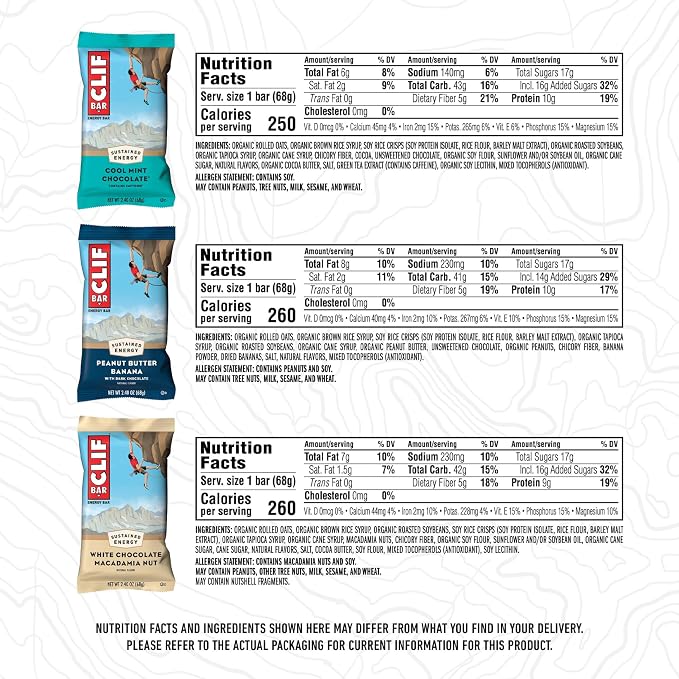 CLIF BAR - Energy Protein Bars - Variety Pack - 6 Flavors - Made with Organic Oats - Energy Bars - Non-GMO - (16 Pack)