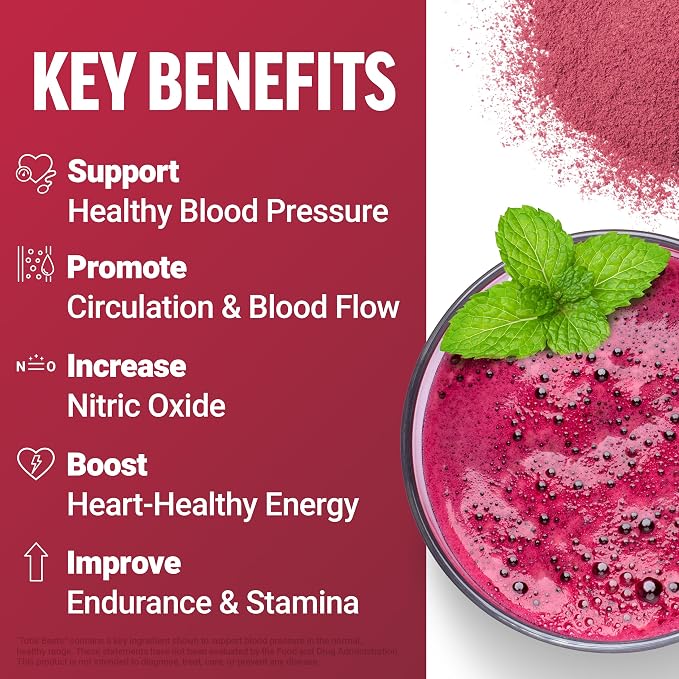 Force Factor Total Beets Drink Mix Superfood Powder with Nitrates to Support Circulation, Nitric Oxide, Energy, Endurance, and Stamina, Cardiovascular Heart Health Supplement, 90 Servings, 3-Pack