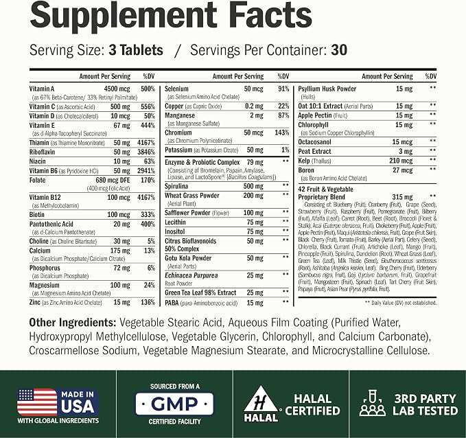 Vegan Multivitamin for Men and Women with Vitamins and Chelated Minerals for Energy, Focus and Immune Health – Premium Daily Womens and Mens Multivitamins & Multiminerals – 90 Tablets