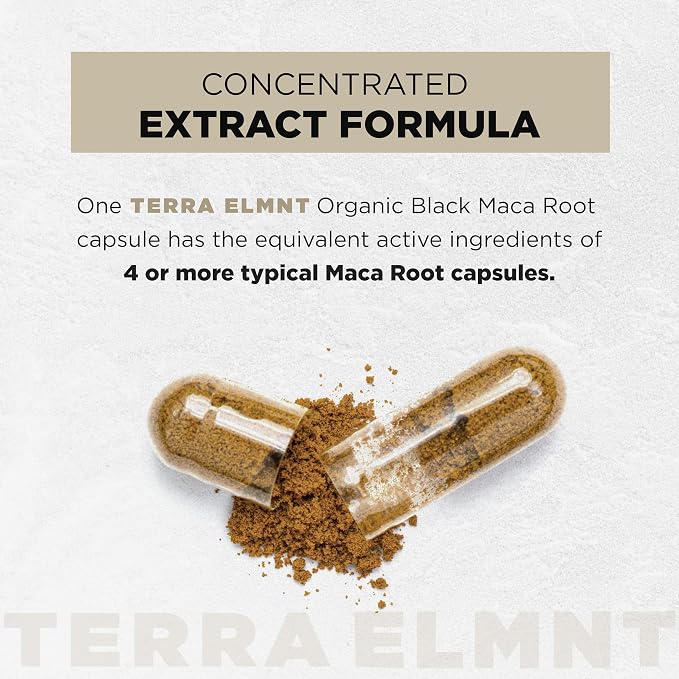 40x Strength Organic Black Maca Root w. Ashwagandha - #1 Highest Potency Black Maca Root Capsules for Men Supplement 40:1 Extract - 100% Pure Maca Peruana Gelatinized Maca Root Powder Pills