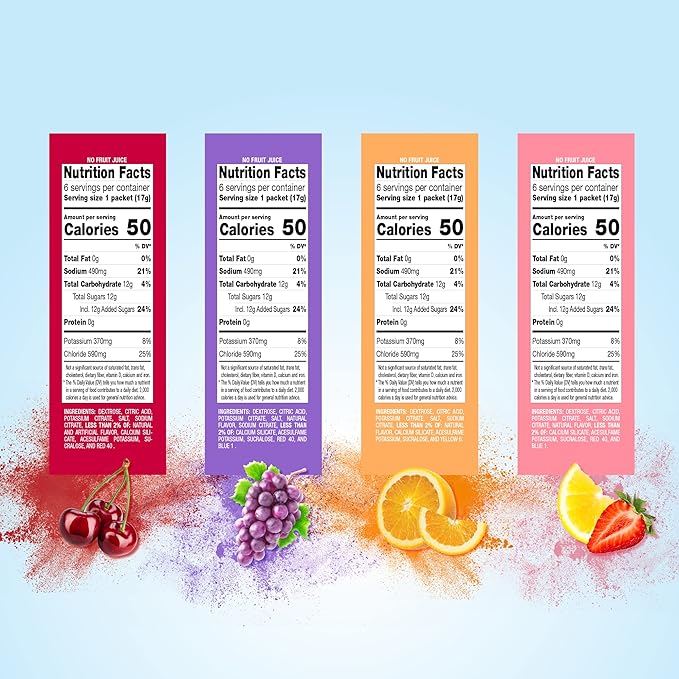 Amazon Basic Care Electrolyte Powder Packets for Kids & Adults, Cherry Flavor, 6 count (Pack of 1)