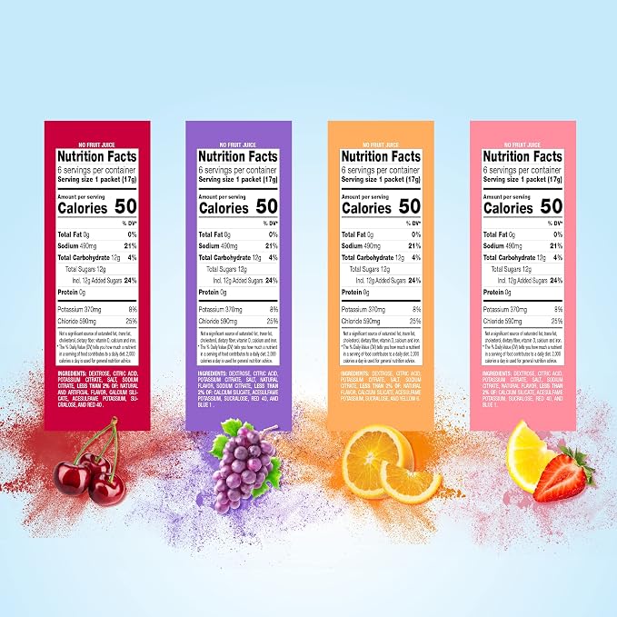 Amazon Basic Care Electrolyte Powder Packets for Kids & Adults, Orange Flavor, 6 Count (Pack of 1)