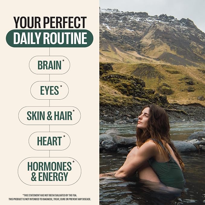 Orlo DHA Supplement 1000mg - 3X Absorption Natural Icelandic Nordic Omega 3 DHA & EPA for Brain & Eye Support – Vegan Fish Oil Alternative, No Fishy Aftertaste, 60 Easy-to-Swallow Mini Softgels