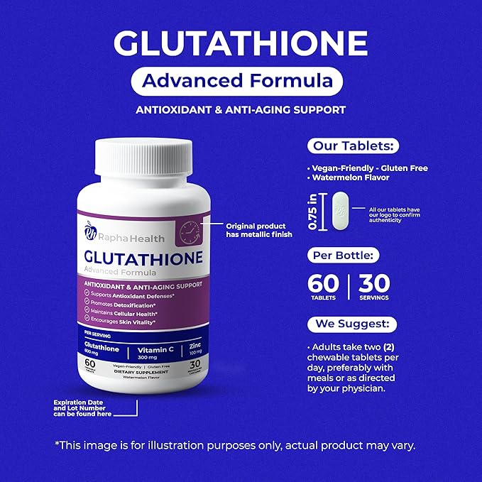 Glutathione Enhanced with Vitamin C & Zinc | Advanced Antioxidant & Immune Support | Detox & Skin Health Formula | 60 Tablets - One (1) Month Supply