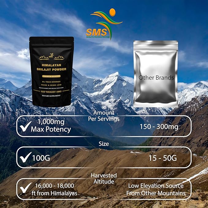 Shilajit Pure Himalayan Shilajit Powder - Gold Grade 100% Pure Shilajit with Fulvic Acid & 85+ Trace Minerals Complex for Energy & Immune Support - 100g