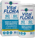 Vital Planet - Vital Flora Probiotics for Men, 60 Billion CFU, 60 Diverse Strains, 7 Organic Prebiotics, Men’s Daily Shelf Stable Probiotic for Immune Support, Gas Relief, Digestive Health 30 Capsules