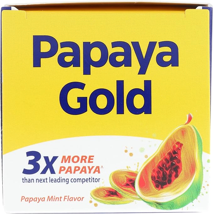 Enzymedica Papaya Gold, Advanced Digestive Enzymes with Natural Organic Papaya & Chlorophyll for Comprehensive Digestion Support, High Potency Bromelain & Papain, Vegan, Mint, 60 Chewable Tablets