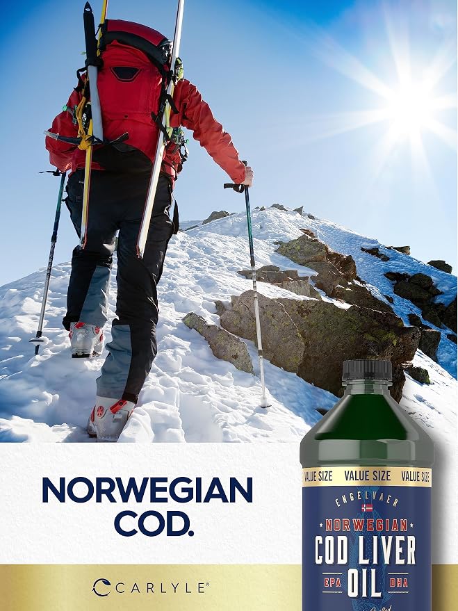 Carlyle Norwegian Cod Liver Oil | 16oz | Pack of 3 Bottles | Liquid Unflavored Fish Oil Supplement | Non-GMO, Gluten Free