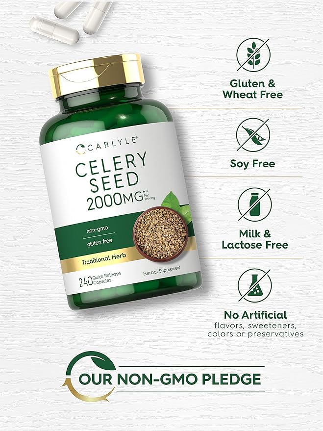 Carlyle Celery Seed Extract Capsules | 240 Count | Traditional Herb Supplement | Non-GMO and Gluten Free Formula