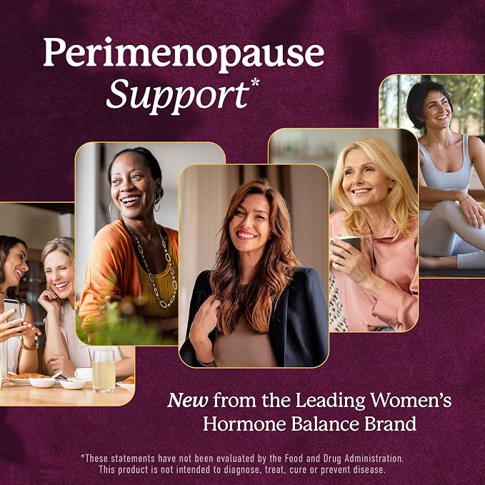 Perimenopause Support for Women Supplement | Hormone Balance, Mood, Sleep, Cycle Regularity & Cooling Support | Black Cohosh, Vitex, Saffron | Peri Menopause Supplements for Women | Non-GMO | 60 Ct