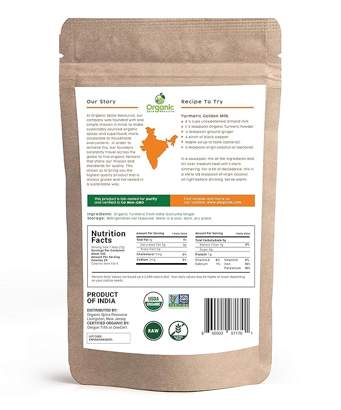 Organic Turmeric Powder w/Curcumin | 4.4 Pound (Pack of 2) | USDA Organics and Non-GMO | Lab Tested for Heavy Metal and Purity | 100% Raw and Natural by OSR