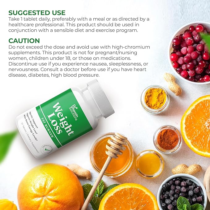 Weight Loss Supplements for Women & Men - Includes Green Tea Extract, Chromium, Vitamin B6 - Energy Booster, Belly Fat Burner & Appetite Suppressant Diet Pills - 30 Tablets