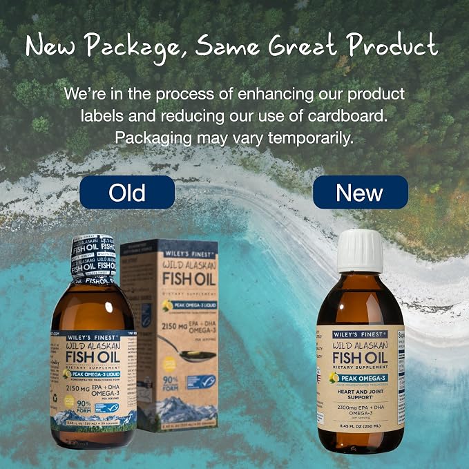 Wiley's Finest Wild Alaskan Fish Oil Peak Omega-3 Liquid Supplement - 2300mg EPA and DHA Omega-3s - Lemon Flavor - 8.45 Oz (50 Servings)