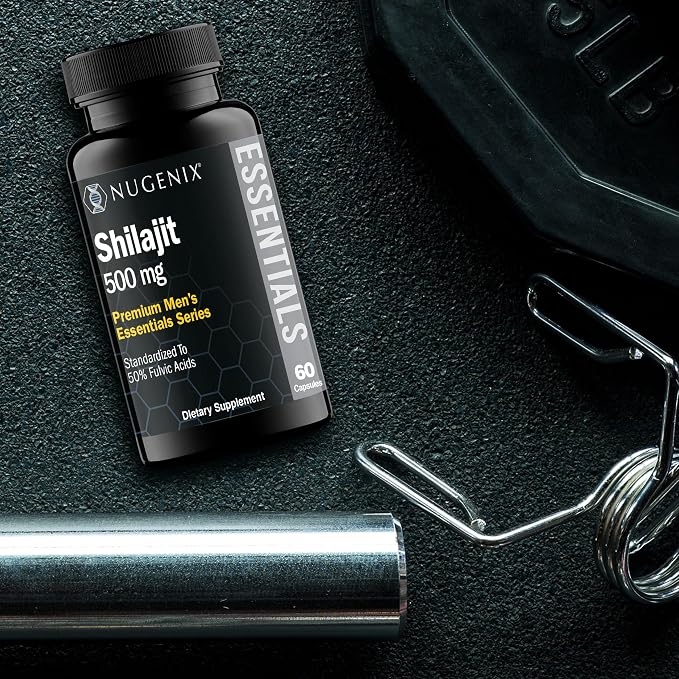 Nugenix Essentials Shilajit Capsules Supplement for Men and Women - 500mg, Standardized to 50% Fulvic Acids, Himalayan, 60 Capsules