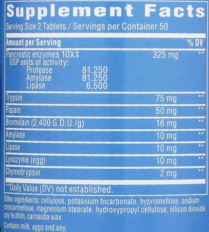 Nature's Way Mega-Zyme, Pancreatic & Systemic Enzymes*, Relieves Occasional Muscle Soreness Due to Overexertion and Exercise,* Digestive Support*, 100 Tablets (Packaging May Vary)